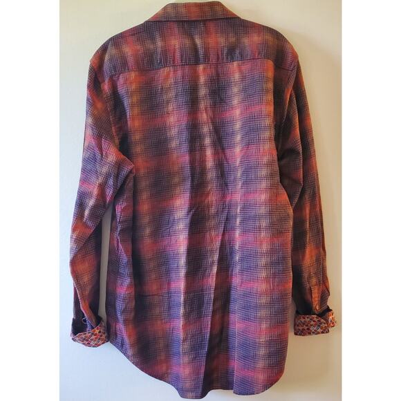 Robert Graham Tailored Fit Autumn Plaid Embroidered Long Sleeve Button Down Sz L - Picture 2 of 11